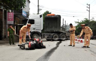 Hiện trường một vụ tai nạn giao thông.