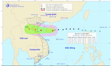 Vị trí và đường đi của bão. (Ảnh: Trung tâm Dự báo Khí tượng Thủy văn Trung ương).