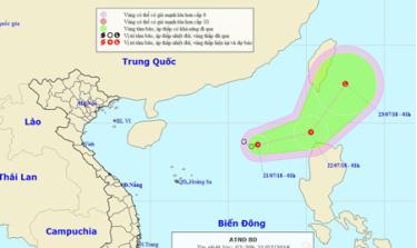 Vị trí và hướng di chuyển của áp thấp nhiệt đới.