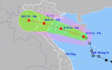 Vị trí và dự báo đường đi của áp thấp nhiệt đới - Nguồn: Trung tâm Dự báo khí tượng thủy văn quốc gia.