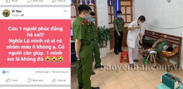 Cán bộ, đoàn viên, thanh niên Công an huyện Văn Chấn cùng 2 thanh niên trên địa bàn huyện tham gia hiến máu cứu người.