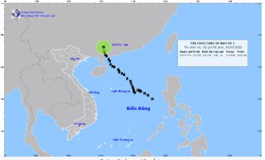 Đường đi của cơn bão số 1.