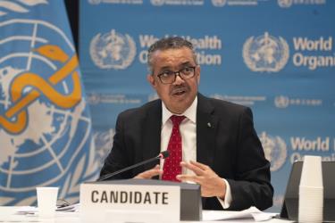 Tổng Giám đốc WHO Tedros Adhanom Ghebreyesus tại một cuộc họp.