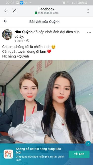 Facebook Như Quỳnh đăng hình chân dung Quỳnh và Chẩy với dòng chữ “Chị em chúng tôi là chiến binh càn quét tuyển dụng đi làm”.