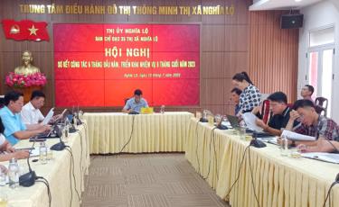 Quang cảnh Hội nghị sơ kết công tác 6 tháng đầu năm và triển khai nhiệm vụ 6 tháng cuối năm 2023 của BCĐ 35 thị xã Nghĩa Lộ.