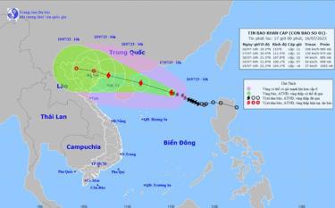Hình ảnh dự báo vị trí và đường đi của bão số 1 - Ảnh: Trung tâm Dự báo Khí tượng thủy văn Quốc gia