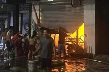 Hiện trường vụ cháy nhà ở phường Trung Sơn, thành phố Sầm Sơn, tỉnh Thanh Hóa.
