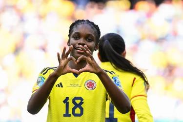 Linda Caicedo mừng bàn trong trận Colombia thắng Hàn Quốc 2-0 tại World Cup 2023 hôm 25/7.