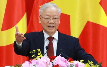 Tổng Bí thư Nguyễn dafabet link Trọng phát biểu tại buổi gặp gỡ nhân sỹ hữu nghị và thế hệ trẻ Việt Nam - Trung Quốc (12/2023).