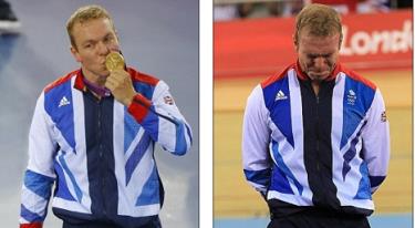 Cua-rơ Chris Hoy xúc động rơi nước mắt sau khi giành tấm HCV nội dung keirin.