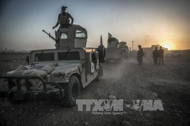 Các binh sĩ người Kurd làm nhiệm vụ trong chiến dịch chống IS tại Mosul, miền Bắc Iraq, ngày 14/8.