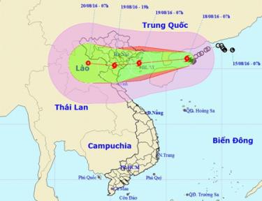 Vị trí và đường đi của bão số 3. 
