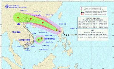 Đường đi của bão số 7 và áp thấp mới xuất hiện.