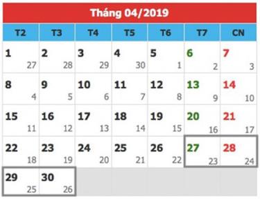Dịp lễ 30/4- 1/5/2019, công chức, viên chức sẽ được nghỉ 5 ngày.