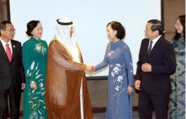 Trưởng ban Dân vận Trung ương Trương Thị Mai hội kiến Phó Chủ tịch Quốc hội Mohammed Bin Abdullah Al-Sulaiti. Bí thư Tỉnh ủy Yên Bái Phạm Thị Thanh Trà (thứ hai, trái sang) cùng tham gia hội kiến.