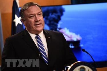 Ngoại trưởng Mỹ Mike Pompeo phát biểu trong cuộc họp báo tại Washington, DC.