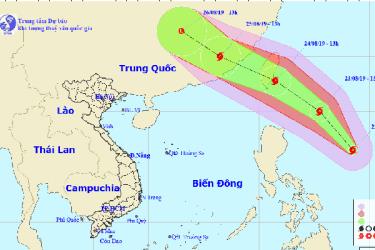 Hướng dự bão di chuyển của bão Bailu.