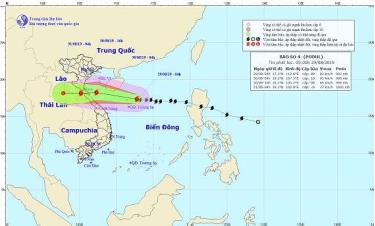 Dự báo đường đi của bão Podul (bão số 4).