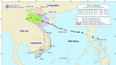 Hình ảnh dự báo hướng di chuyển của bão số 2.