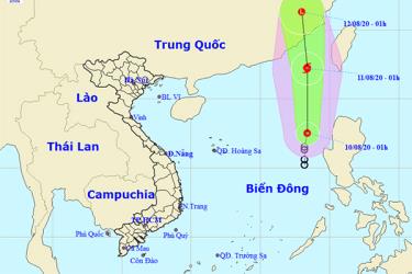 Dự báo hướng đi của áp thấp nhiệt đới khả năng thành bão.