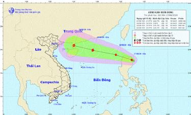 Vị trí và đường đi của áp thấp nhiệt đới. (Nguồn: Trung tâm Dự báo Khí tượng Thủy văn Quốc gia)