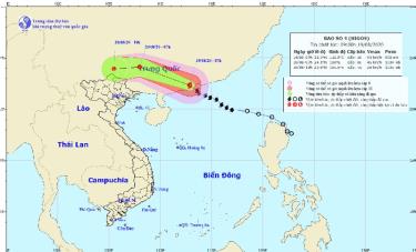Đường đi và vị trí của bão số 4.