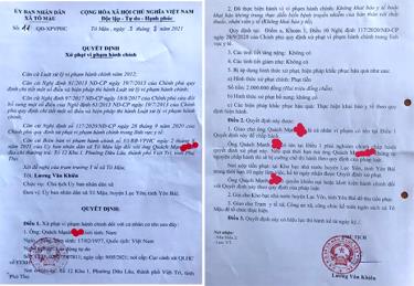 Biên bản UBND xã Tô Mậu xử phạt ông Q.M.H.