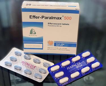 Một số loại thuốc thông dụng: Mimosa - thuốc an thần nguồn gốc thảo dược; Hapacol, Effer-Paralmax với hoạt chất chính là Paracetamol có tác dụng giảm đau, hạ sốt