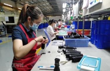 Công nhân hoàn thiện linh kiện giảm chấn băng cao su kỹ thuật cao.