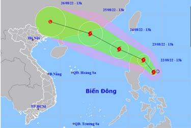 Dự báo hướng đi của bão Ma-on.