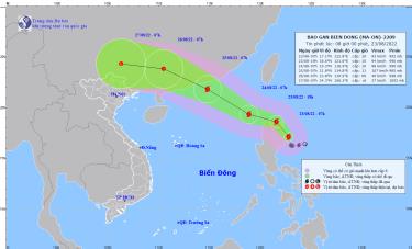 Vị trí và đường đi của bão Ma-on.