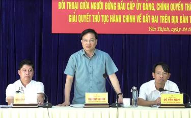 Đồng chí Đỗ Đức Minh - Bí thư Thành ủy, Chủ tịch HĐND thành phố cùng các đồng chí Thường trực Thành ủy chủ trì cuộc đối thoại với nhân dân tại phường Yên Thịnh.