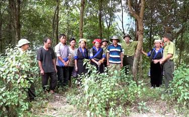 Cán bộ Hạt Kiểm lâm huyện Mù Cang Chải tudafabet truyền tới bà con người Mông, xã Mồ Dề về tầm quan trọng của rừng.