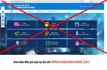 Website giả mạo địa chỉ dịch vụ công của BHXH.