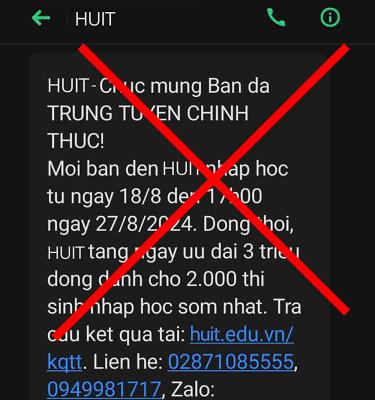 Tin nhắn giả mạo gửi tân sinh viên.