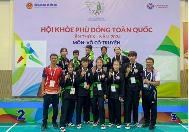 Đoàn thể thao học sinh Yên Bái xuất sắc giành huy chương Đồng môn Võ cổ truyền tại Hội khỏe Phù Đổng toàn quốc lần thứ X, năm 2024.