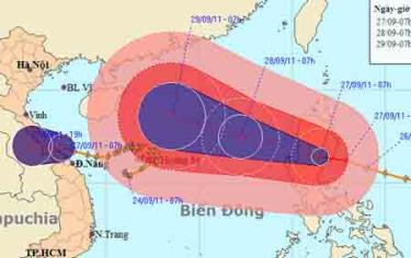 Bão Nesat mạnh cấp 13 đang tiến vào biển Đông.