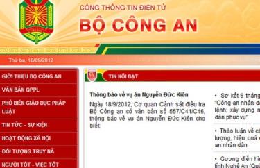 Bản tin trên Cổng thông tin điện tử Bộ Công an.