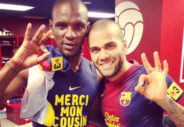 Erica Abidal và Dani Alves khi là đồng đội tại Barca