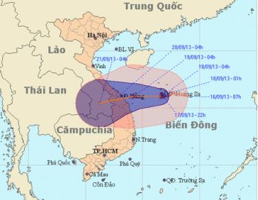 Hình ảnh dự báo đường đi của bão số 8