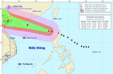 Đường đi của bão Kalmaegi.