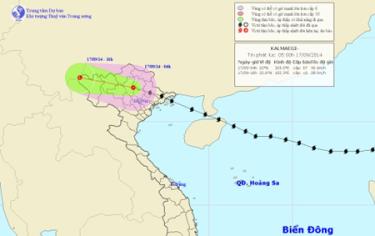 Vị trí, hướng di chuyển của bão số 3 trên đất liền