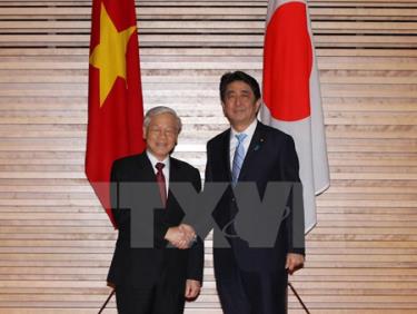 Thủ tướng Nhật Bản Shinzo Abe và Tổng Bí thư Nguyễn Phú Trọng. 
