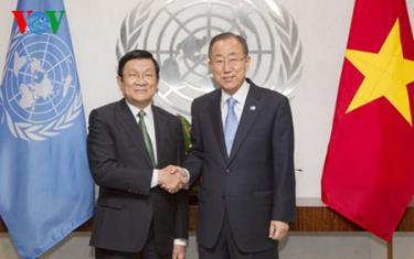 Chủ tịch nước Trương Tấn Sang và Tổng Thư ký Ban Ki-moon.

