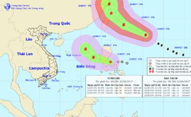 Vị trí và đường đi của bão và áp thấp nhiệt đới.