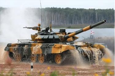 Xe tăng T-72 của đội tuyển Việt Nam tại buổi thi đấu của các kíp xe tăng trong khuôn khổ cuộc thi Tank Biathlon 2020.