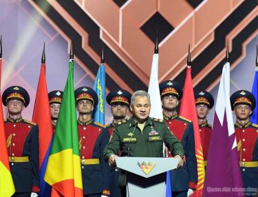 Đại tướng Sergei Shoigu, Bộ trưởng Quốc phòng Liên bang Nga phát biểu tại lễ bế mạc.