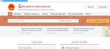 Trang chủ Cổng dịch vụ công Quốc gia.