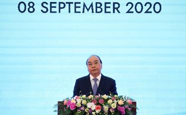 Thủ tướng Nguyễn Xuân Phúc, Chủ tịch ASEAN 2020 phát biểu.