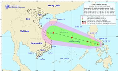 Đường đi của áp thấp nhiệt đới trên biển.